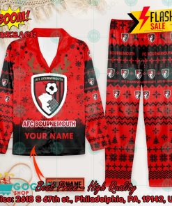 AFC Bournemouth Deer Horn Personalized Name Pajamas Set For Christmas 2024