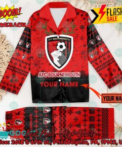 AFC Bournemouth Deer Horn Personalized Name Pajamas Set For Christmas 2024