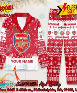 Arsenal FC Deer Horn Personalized Name Pajamas Set For Christmas 2024