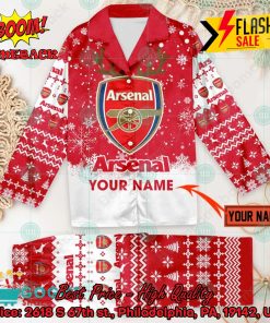 Arsenal FC Deer Horn Personalized Name Pajamas Set For Christmas 2024