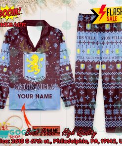 Aston Villa FC Deer Horn Personalized Name Pajamas Set For Christmas 2024