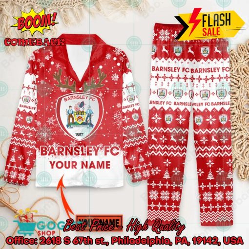 Barnsley FC Deer Horn Personalized Name Pajamas Set For Christmas 2024