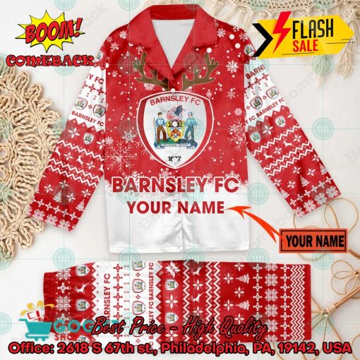 Barnsley FC Deer Horn Personalized Name Pajamas Set For Christmas 2024