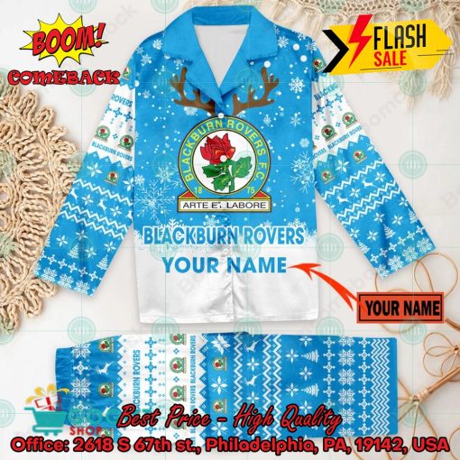 Blackburn Rovers FC Deer Horn Personalized Name Pajamas Set For Christmas 2024