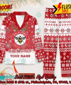 Brentford FC Deer Horn Personalized Name Pajamas Set For Christmas 2024