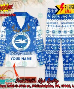 Brighton & Hove Albion FC Deer Horn Personalized Name Pajamas Set For Christmas 2024