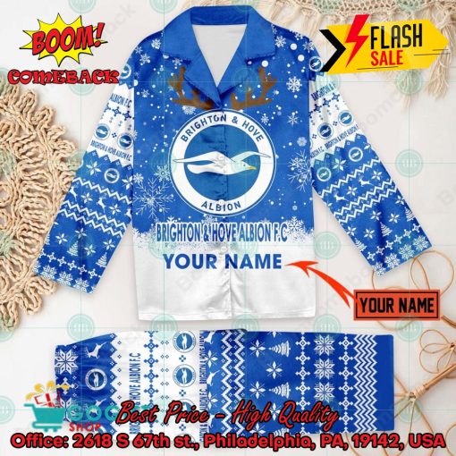 Brighton & Hove Albion FC Deer Horn Personalized Name Pajamas Set For Christmas 2024