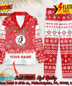 Bristol City FC Deer Horn Personalized Name Pajamas Set For Christmas 2024