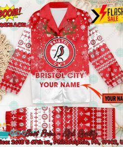 Bristol City FC Deer Horn Personalized Name Pajamas Set For Christmas 2024