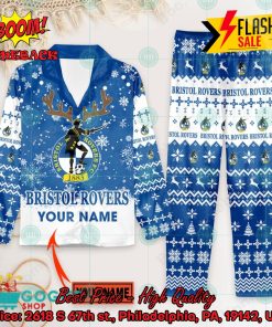 Bristol Rovers FC Deer Horn Personalized Name Pajamas Set For Christmas 2024