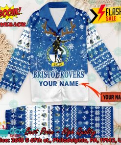 Bristol Rovers FC Deer Horn Personalized Name Pajamas Set For Christmas 2024