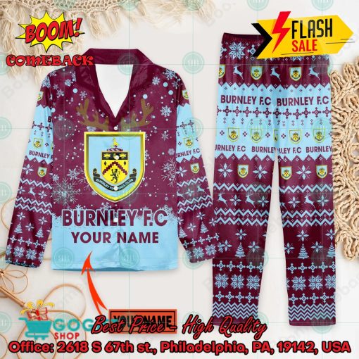 Burnley FC Deer Horn Personalized Name Pajamas Set For Christmas 2024