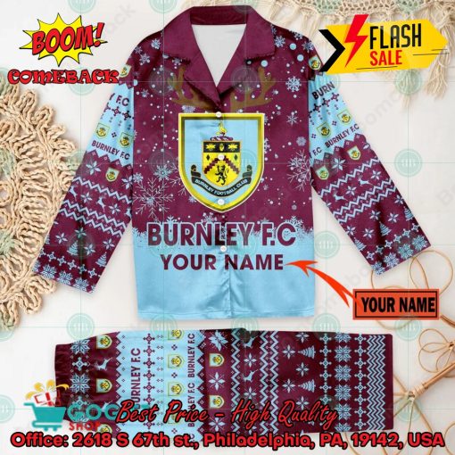 Burnley FC Deer Horn Personalized Name Pajamas Set For Christmas 2024