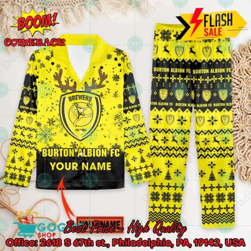 Burton Albion FC Deer Horn Personalized Name Pajamas Set For Christmas 2024