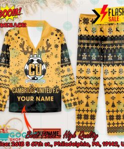 Cambridge United FC Deer Horn Personalized Name Pajamas Set For Christmas 2024