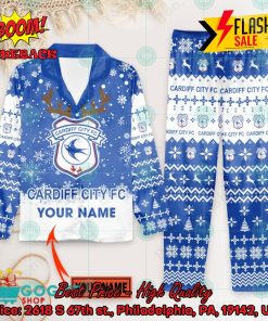 Cardiff City FC Deer Horn Personalized Name Pajamas Set For Christmas 2024