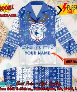 cardiff city fc deer horn personalized name pajamas set for christmas 2024 2 RvRsg