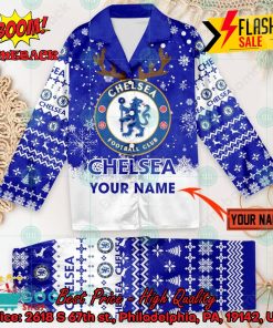 Chelsea FC Deer Horn Personalized Name Pajamas Set For Christmas 2024