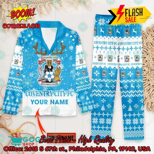 Coventry City FC Deer Horn Personalized Name Pajamas Set For Christmas 2024