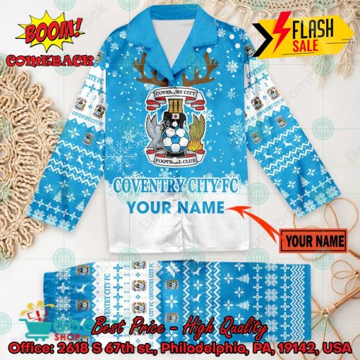 Coventry City FC Deer Horn Personalized Name Pajamas Set For Christmas 2024