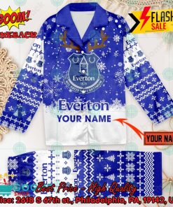 Everton FC Deer Horn Personalized Name Pajamas Set For Christmas 2024