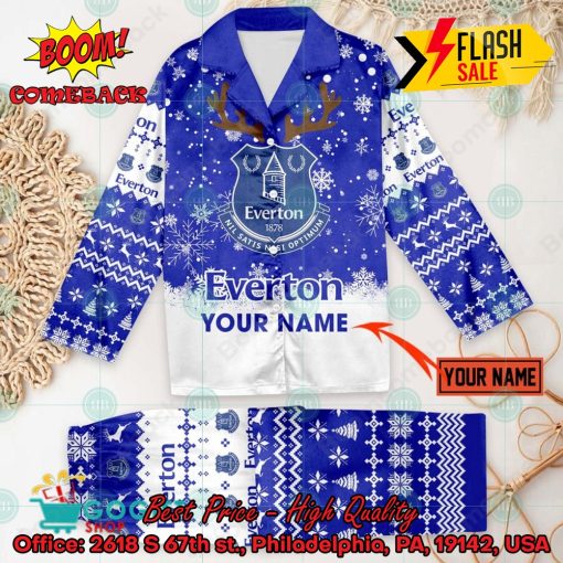 Everton FC Deer Horn Personalized Name Pajamas Set For Christmas 2024