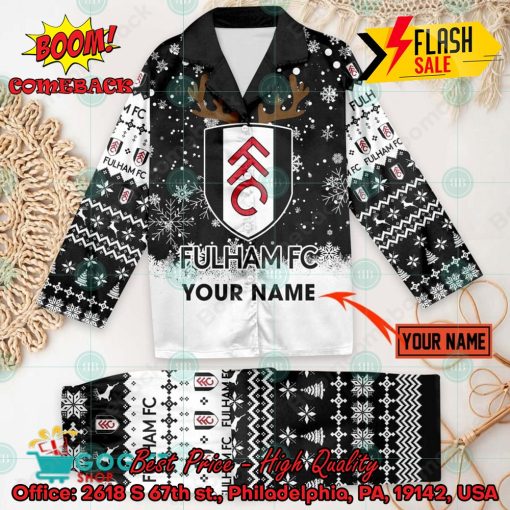 Fulham FC Deer Horn Personalized Name Pajamas Set For Christmas 2024