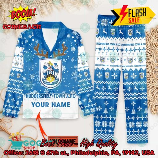 Huddersfield Town AFC Deer Horn Personalized Name Pajamas Set For Christmas 2024