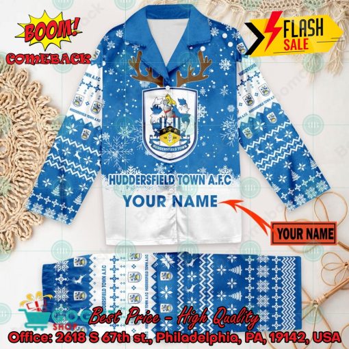 Huddersfield Town AFC Deer Horn Personalized Name Pajamas Set For Christmas 2024