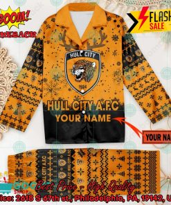 hull city afc deer horn personalized name pajamas set for christmas 2024 2 2Ievr