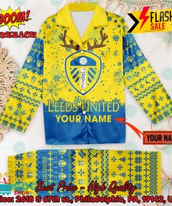 leeds united fc deer horn personalized name pajamas set for christmas 2024 2 kGhm0