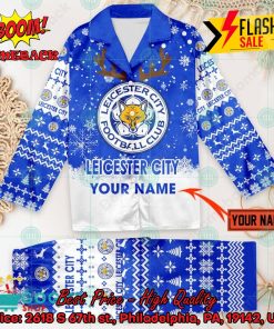 leicester city fc deer horn personalized name pajamas set for christmas 2024 2 OSMo1