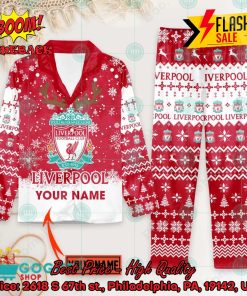 Liverpool FC Deer Horn Personalized Name Pajamas Set For Christmas 2024