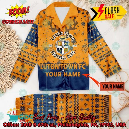 Luton Town FC Deer Horn Personalized Name Pajamas Set For Christmas 2024