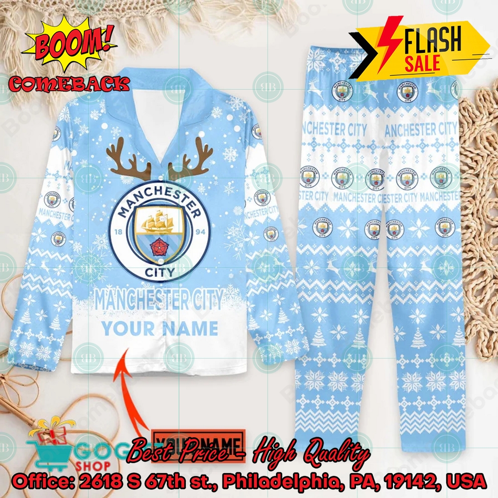 Liverpool FC Deer Horn Personalized Name Pajamas Set For Christmas 2024