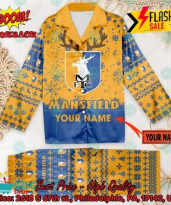 Mansfield Town FC Deer Horn Personalized Name Pajamas Set For Christmas 2024