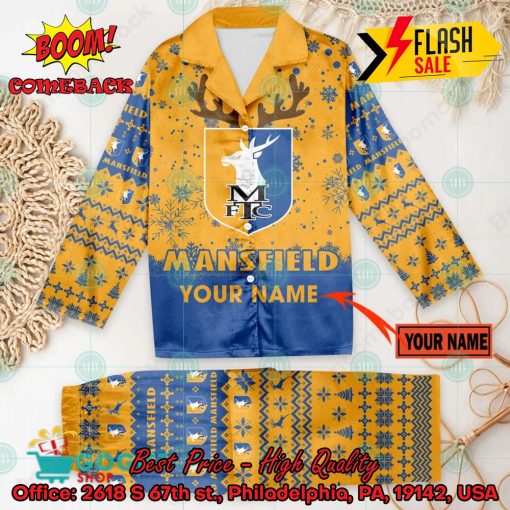 Mansfield Town FC Deer Horn Personalized Name Pajamas Set For Christmas 2024