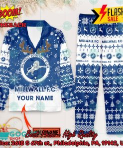 Millwall FC Deer Horn Personalized Name Pajamas Set For Christmas 2024