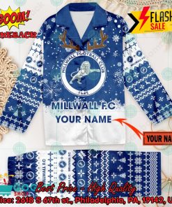 Millwall FC Deer Horn Personalized Name Pajamas Set For Christmas 2024