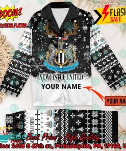 Newcastle United FC Deer Horn Personalized Name Pajamas Set For Christmas 2024