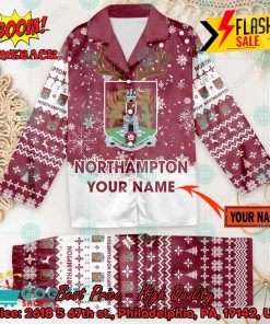 Northampton Town FC Deer Horn Personalized Name Pajamas Set For Christmas 2024