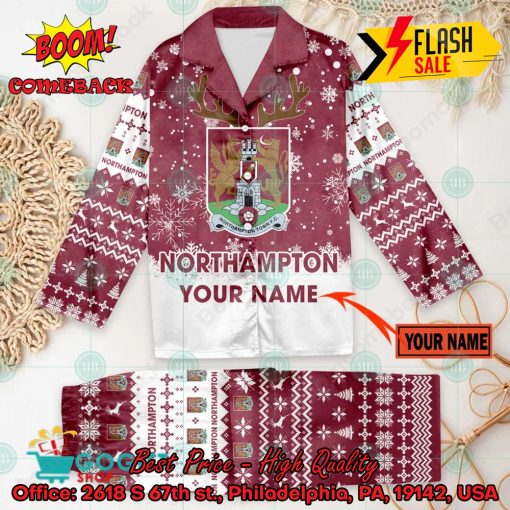 Northampton Town FC Deer Horn Personalized Name Pajamas Set For Christmas 2024