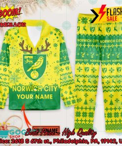 Norwich City FC Deer Horn Personalized Name Pajamas Set For Christmas 2024