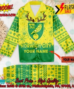 Norwich City FC Deer Horn Personalized Name Pajamas Set For Christmas 2024