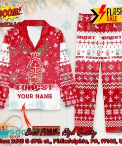 Nottingham Forest FC Deer Horn Personalized Name Pajamas Set For Christmas 2024