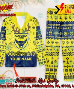 Oxford United FC Deer Horn Personalized Name Pajamas Set For Christmas 2024