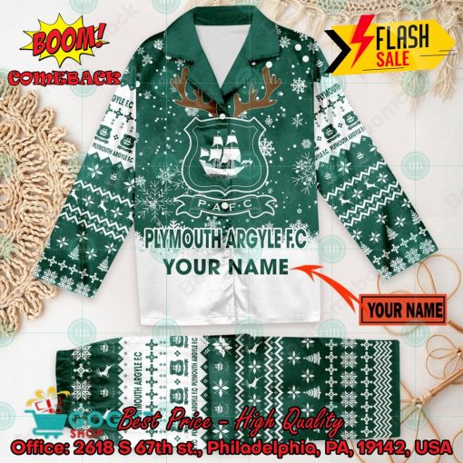 Plymouth Argyle FC Deer Horn Personalized Name Pajamas Set For Christmas 2024