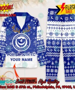 Portsmouth FC Deer Horn Personalized Name Pajamas Set For Christmas 2024