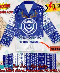 portsmouth fc deer horn personalized name pajamas set for christmas 2024 2 SabKL