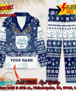 Preston North End FC Deer Horn Personalized Name Pajamas Set For Christmas 2024